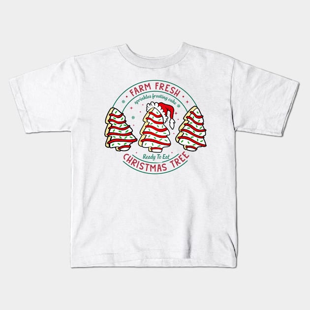 Farm Fresh Sprinkles Frosting Cake Ready To Eat Christmas Tree Cakes Kids T-Shirt by JanaeLarson